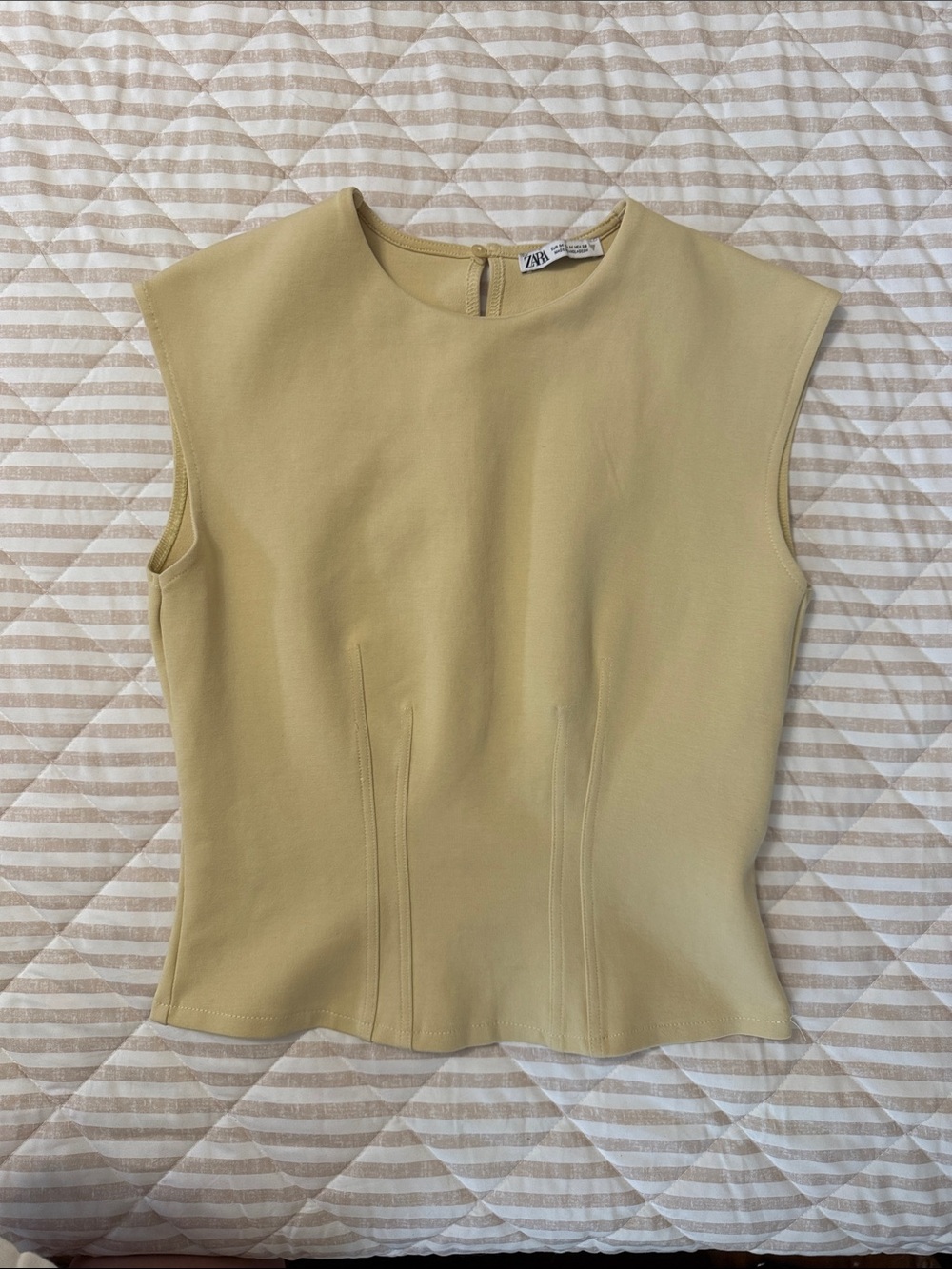 ZARA butter yellow pleated tank